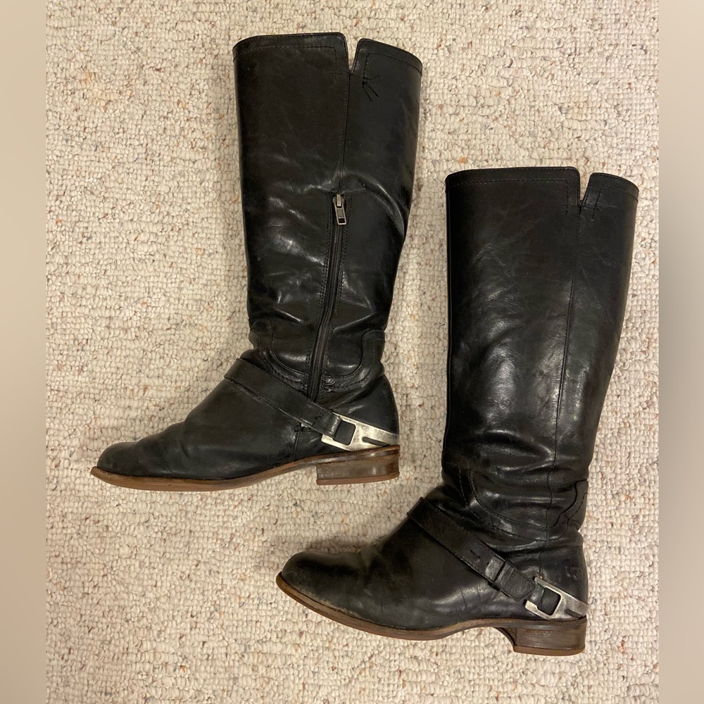 Black Leather Knee-High Boots